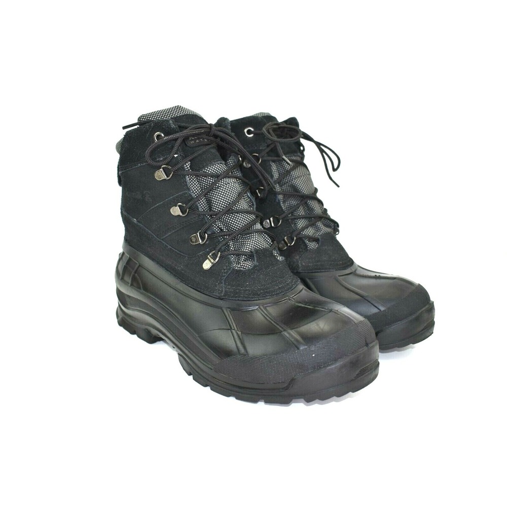 KAMIK WAUSAU Mens Waterproof Leather Winter Boots Black Size 11